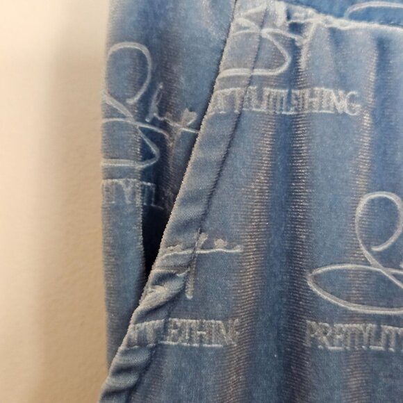 PrettyLittleThing Blue Signature Print Velour Joggers Womens S Elastic Waist Sli - Picture 4 of 11